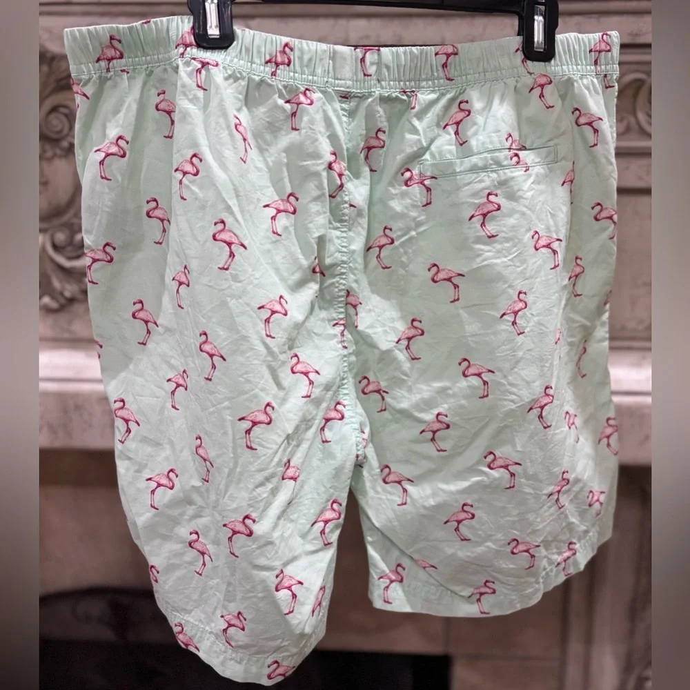 NWOT Massive Men’s Mint Green Elastic Drawstring Shorts Flamingo Design Size XL